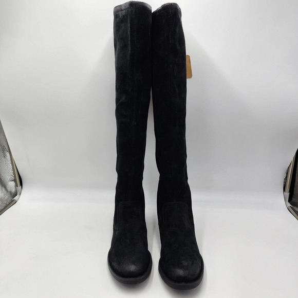 BORN BORMAN Black Suede Leather Riding Boots Women's Size US 6.5 NWT Back Zip - Picture 2 of 10